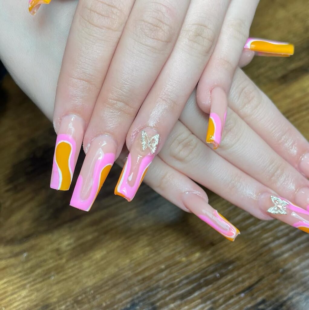 uñas ochenteras de dos colores